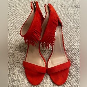 Red fringe stiletto sandal